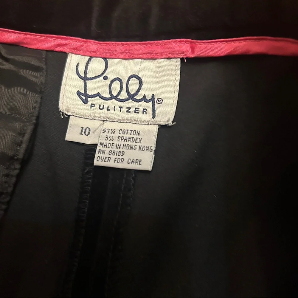 Lilly Pulitzer Black Velvet Beaded Floral Hem Trousers Pants Size 10 - Picture 7 of 9